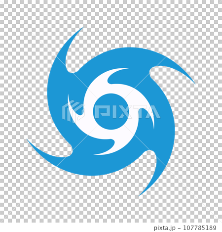 Blue typhoon icon. Hurricane or cyclone icon. vector. Blue typhoon icon. Hurricane or cyclone icon. vector. 107785189