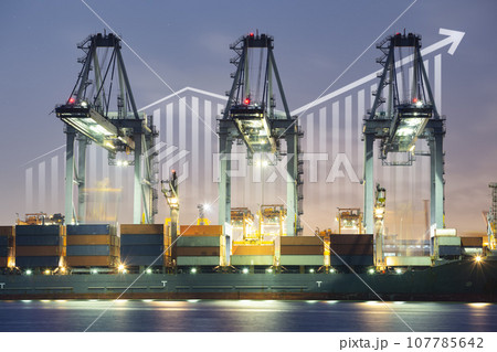 Cargo ship with increase concept. Cargo ship with increase concept. 107785642