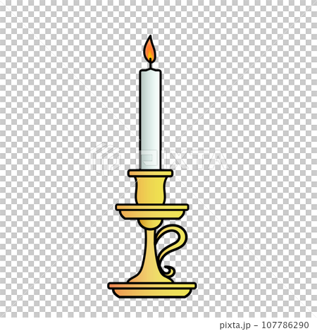 火の付いたろうそくのイラスト 火の付いたろうそくのイラスト 107786290