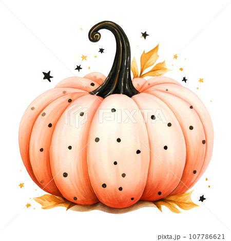 Halloween pumpkins with flowers Clipart isolated on Transparent Background, Cute pumpkins, Boho flowers. 107786621
