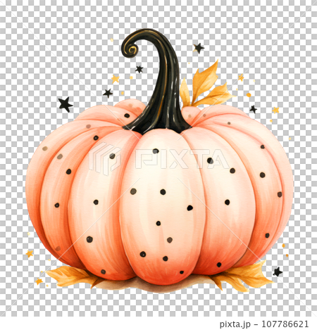 Halloween pumpkins with flowers Clipart isolated on Transparent Background, Cute pumpkins, Boho flowers. 107786621
