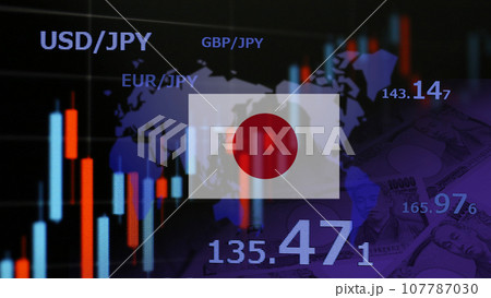 グローバル経済 為替や株価の変動イメージ グローバル経済 為替や株価の変動イメージ 107787030