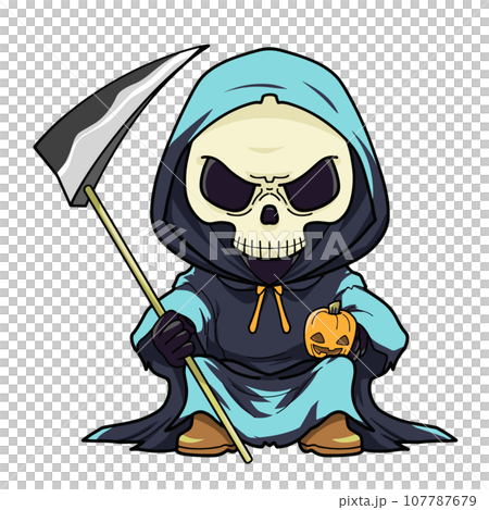 Halloween character (skeleton with sickle and pumpkin) Halloween character (skeleton with sickle and pumpkin) 107787679