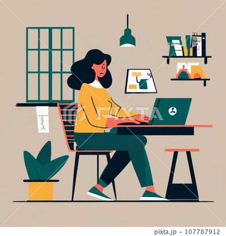 Female office work illustration  107787912