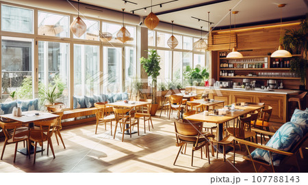 オシャレなカフェ インテリア 背景素材 オシャレなカフェ インテリア 背景素材 107788143