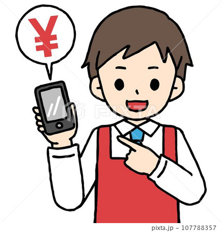スマホを片手にオサイフケータイの説明をする店員 スマホを片手にオサイフケータイの説明をする店員 107788357