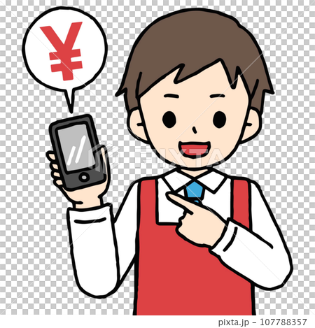 スマホを片手にオサイフケータイの説明をする店員 スマホを片手にオサイフケータイの説明をする店員 107788357