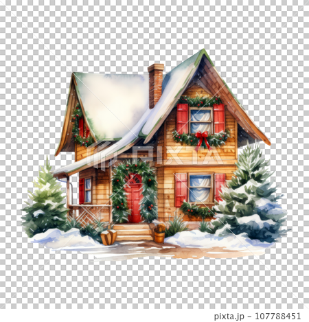 Christmas Winter Scenes Clipart isolated on Transparent Background 107788451