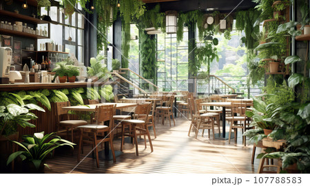 オシャレなカフェ　インテリア　背景素材 107788583