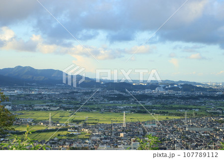 大磯　湘南平　高麗山から見える夏の平塚の町と山 107789112