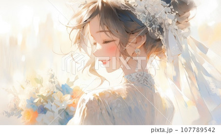 ウェディングドレスを着た女性_3 Generative AI ウェディングドレスを着た女性_3 Generative AI 107789542