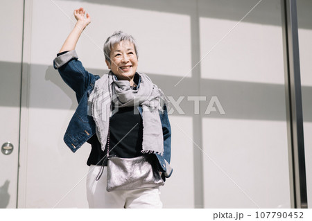 グレイヘアの上品な日本人女性 107790452