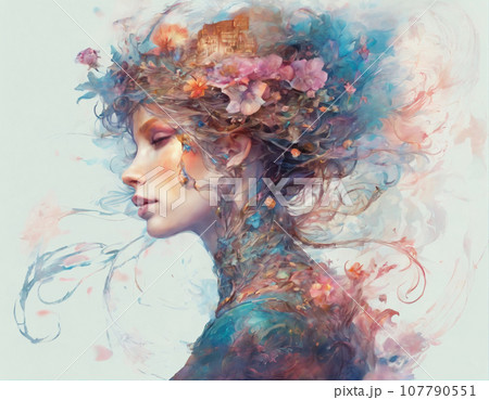 フランス リジニャンを守る半人半蛇の妖精メリュジーヌ フランス リジニャンを守る半人半蛇の妖精メリュジーヌ 107790551