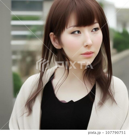 振り返る女性 107790751