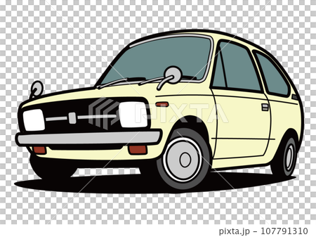 懷舊輕型車淺黃車插畫 107791310