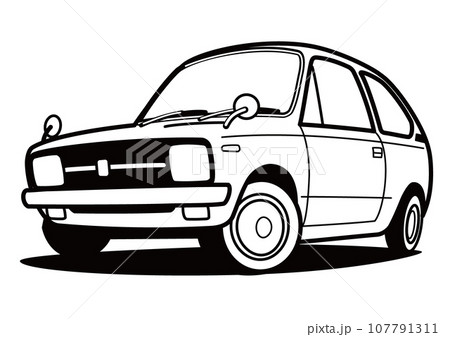 懐かし軽自動車 ぬりえ風 自動車イラスト 懐かし軽自動車 ぬりえ風 自動車イラスト 107791311