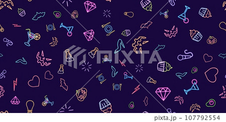 seamless pattern glowing desktop icon, neon set geometric sticker, neon geometric figure, glowing figure, neon geometrical figures seamless pattern glowing desktop icon, neon set geometric sticker, neon geometric figure, glowing figure, neon geometrical figures 107792554