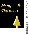 template Christmas greeting card, black and gold card with Christmas tree 107792876
