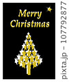 template Christmas greeting card, black and gold card with Christmas tree 107792877