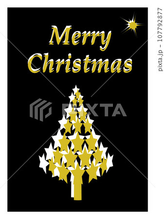 template Christmas greeting card, black and gold card with Christmas tree 107792877