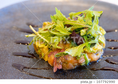 美味しいフランス料理のサーモンタルタル 107792990