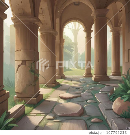 古代建築式の石の円柱のイラスト 107793238