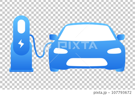 電気自動車・EVのイラスト 青 電気自動車・EVのイラスト 青 107793672