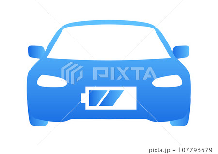 電気自動車・EVのイラスト　青 107793679