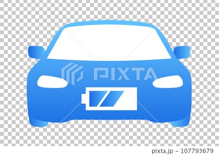 電気自動車・EVのイラスト　青 107793679