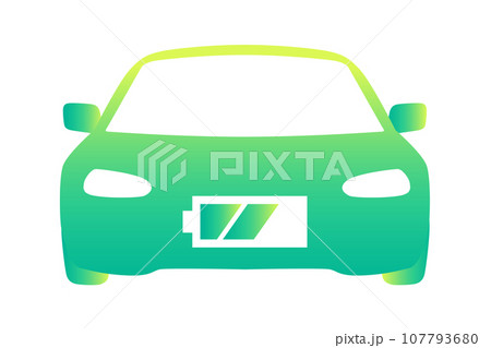 電気自動車・EVのイラスト　グリーン 107793680