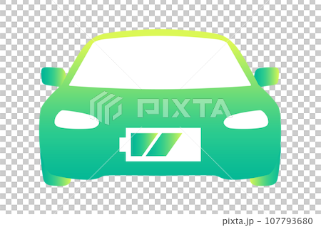電気自動車・EVのイラスト　グリーン 107793680