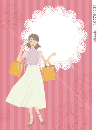 ショッピングをする女性（春・夏／余白付き） 107794150