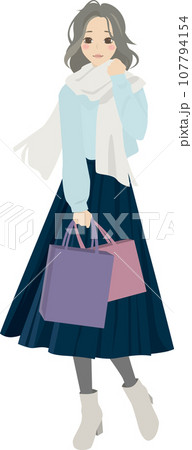 ショッピングをする女性（冬） 107794154