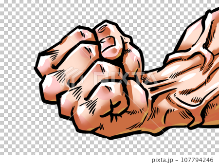 握り拳の劇画風イラスト 握り拳の劇画風イラスト 107794246