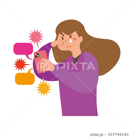 SNSで攻撃される女性 107794293