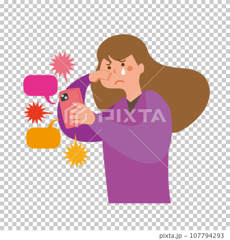 SNSで攻撃される女性 107794293