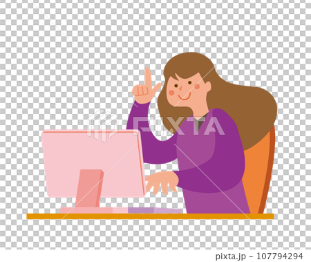 Woman operating PC 107794294