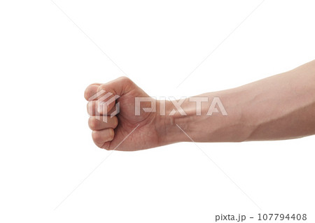 Man hand fist gesture isolated on white Man hand fist gesture isolated on white 107794408