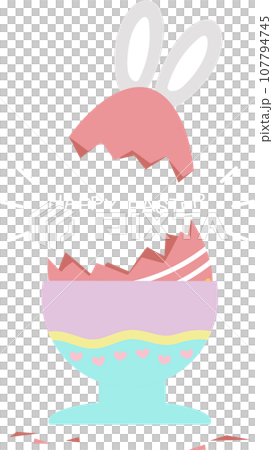 happy easter with bunny rabbit and egg, flat png transparent element character design 107794745