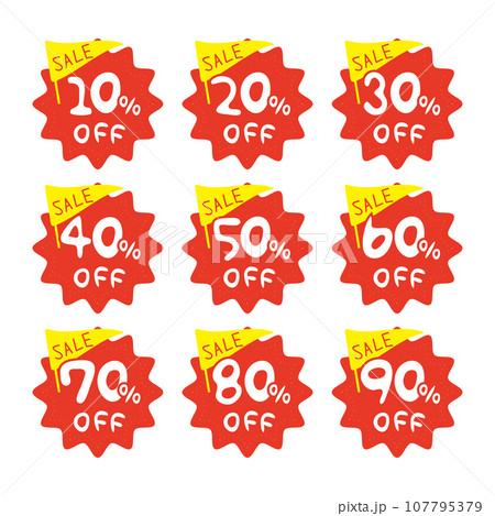 10～90％OFF　セールアイコンセット 107795379