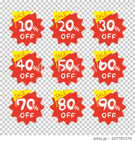 10～90％OFF　セールアイコンセット 107795379