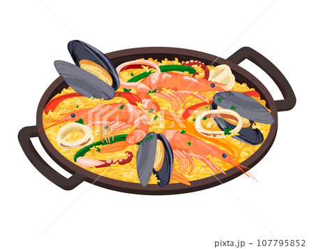 スペイン料理_パエリアのベクターイラスト 107795852