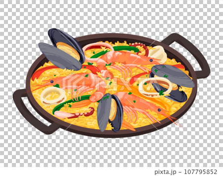 西班牙 food_paella 向量圖 107795852