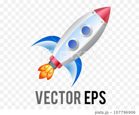 Isolated vector gradient silver flying rocket icon into space Isolated vector gradient silver flying rocket icon into space 107796906