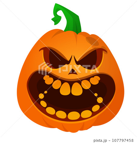 Cartoon funny halloween pumpkin head isolated on white background. Vector illustration Cartoon funny halloween pumpkin head isolated on white background. Vector illustration 107797458