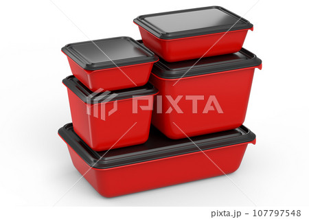 Set of food container for storing dishes, product tray box on white background 107797548