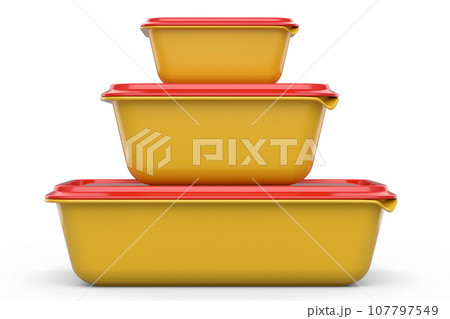 Set of food container for storing dishes, product tray box on white background 107797549