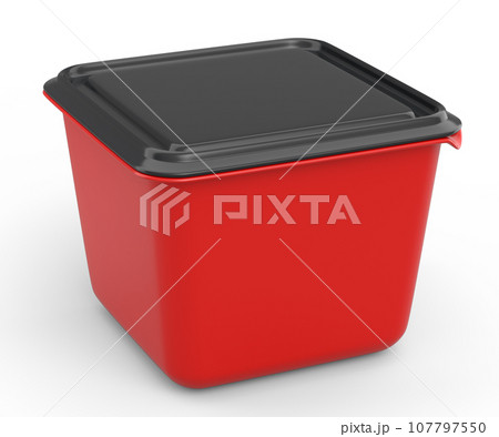 Plastic food container for storing dishes, product tray box on white background 107797550