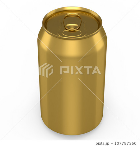 Gold aluminum beer or soda can for mini refrigerator isolated on white 107797560