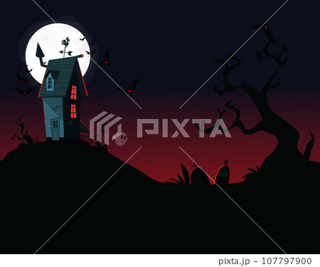 Cartoon haunted old house. Vetor illustration isolated 107797900